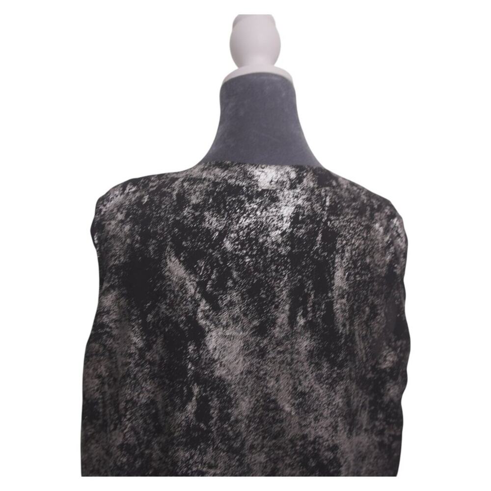 MICHAEL Michael Kors Silver Black Metallic Pleated Blouse 1X Cocktail Glam - Picture 9 of 10